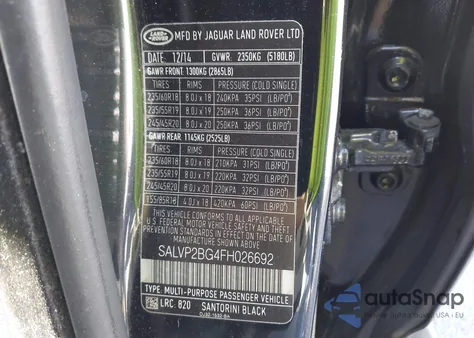 2015 Land Rover Range Rover Evoque Pure z USA, uszkodzony, nr VIN SALVP2BG4FH026692